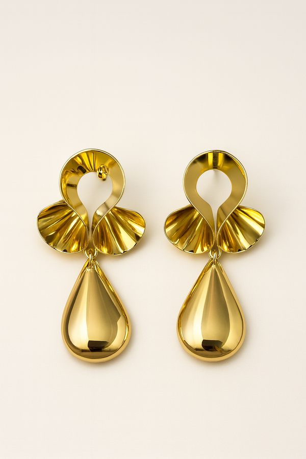 Golden petal drops earrings