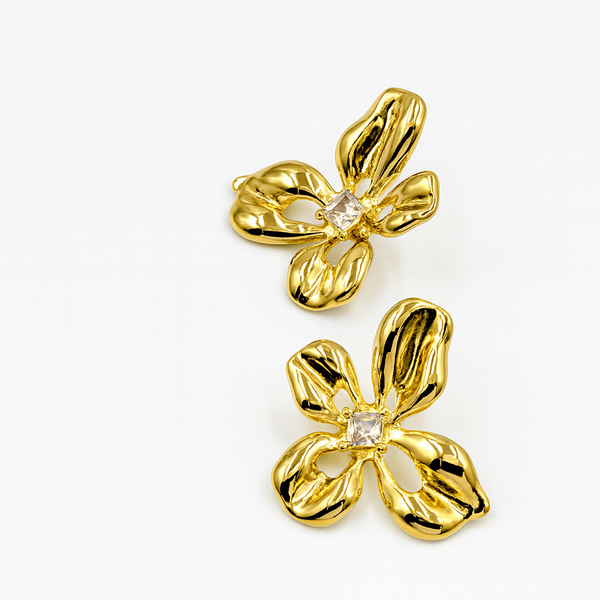 Golden orchid earrings