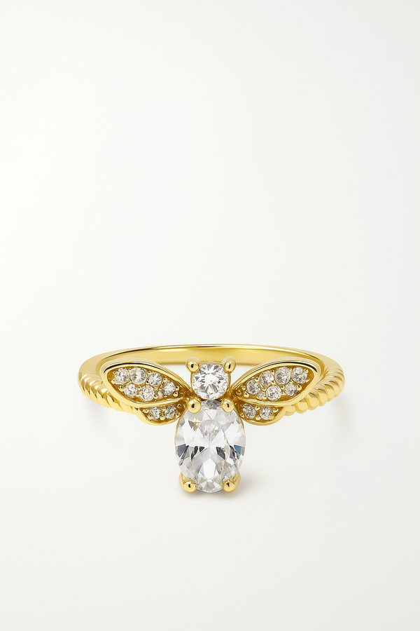 “Golden Flutter Ring by Sanzorah – elegant gold-toned butterfly-inspired designer ring for women”