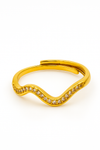 “Golden Wave Ring by Sanzorah – elegant gold-toned wave-inspired designer ring for women”