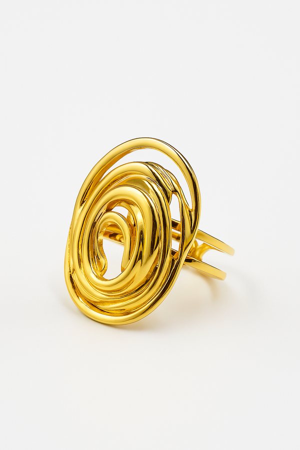 "Sanzorah Mystic Curl ring with unique curling design and premium finish”